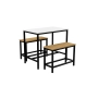 Zestaw Barowo - Jadalniany z Metalu , Blat Biały Płyta MDF  Stół +2 Ławki Model  ZETS-10